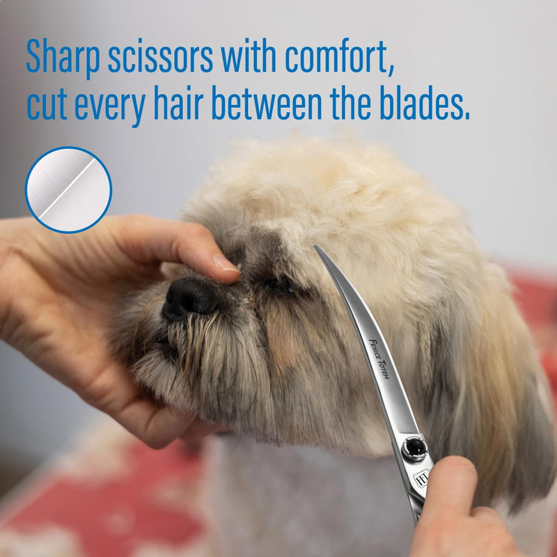 Dog Grooming Scissors: 7 inch Pet Curved Shears Made Of Japanese 9CR Advanced Stainless Steel Professional Grooming Scissors for Dogs Cats and Other Pets 7.0 inch - PawsPlanet Australia