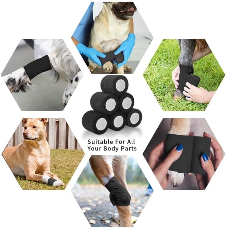 8 Rolls of Self-Adhesive Bandage, Cohesive Bandage, 5 cm x 4.5 m, Elastic Cohesive Bandage, Self-Adhesive for Dogs, Pets, Veterinary Wrap Tape