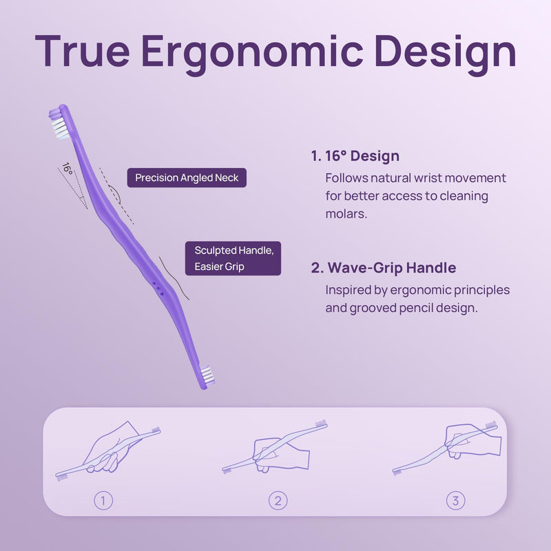 HICC PET Toothbrush for Dogs & Large Cats, Vet-Recommended Ergonomic Pet Toothbrush for Easy Teeth Cleaning, Gentle on Gums, Cat & Dog Dental Care, Improves Oral Hygiene. Toothpaste Not Included Purple for Dogs & Large Cats