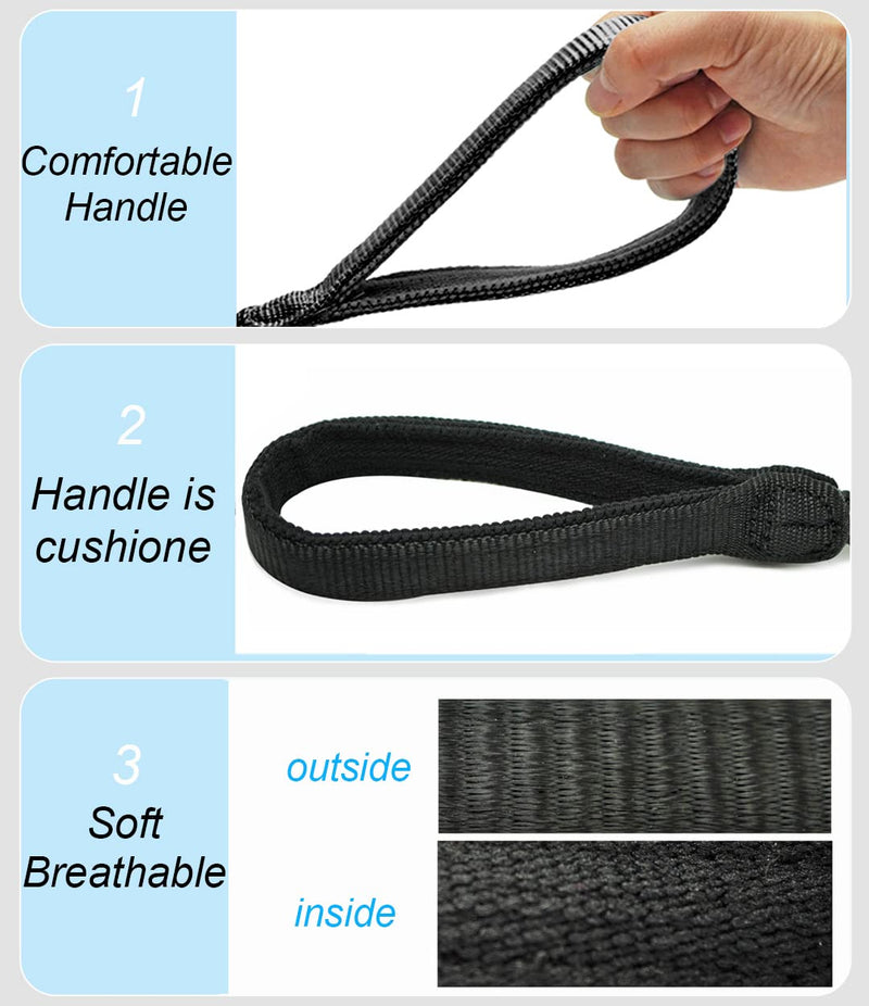 2/3/4/6/10 Foot Reflective Dog Leash Strong Nylon Rope Braided Heavy Duty for Large and Medium Small Dogs Walking Training Leads (Black, 3ft * 1/2") 3ft * 1/2" Black - PawsPlanet Australia