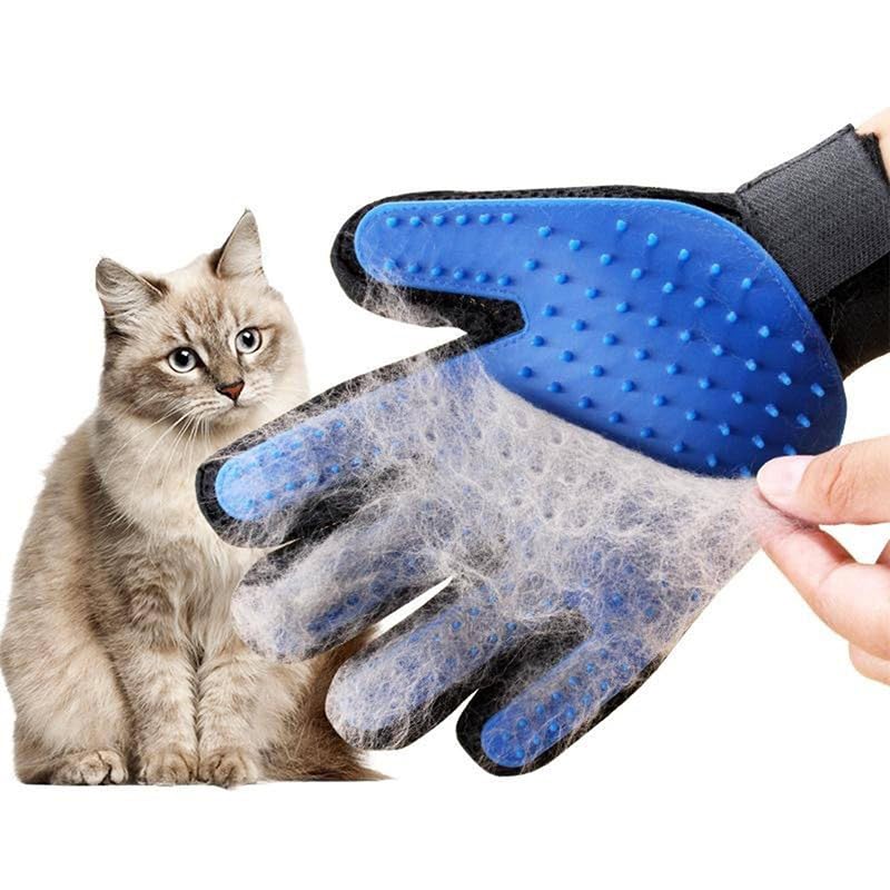 Efficient Pet Grooming Glove - Gentle Shedding Brush for Dogs, Cats, Horses, & more with Long & Short Hair - Right Hand Only (Red) Red - PawsPlanet Australia