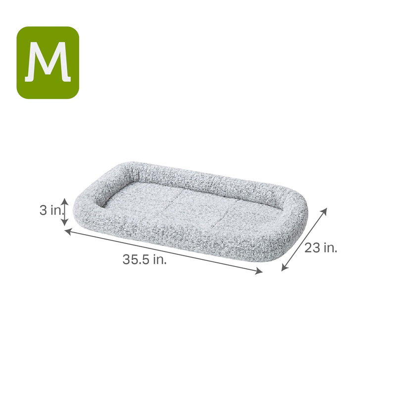 Friends Forever Bolster Dog Crate Mat 36 Inch, Washable Dog Crate Bed, Sherpa Fleece, Nova Grey Crate Mat w/ Bolster 35.5"L x 23"W x 3"H - PawsPlanet Australia