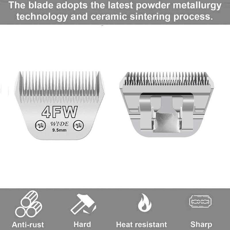 Wide Blades for Dog Grooming Blades Compatible with Andis,Oster A5,Wahl km10 Dog Clippers Stainless Steel Blades Blades for Animal Dog,Cat,Horse, (#4FW(9.5mm)) #4FW(9.5mm) - PawsPlanet Australia