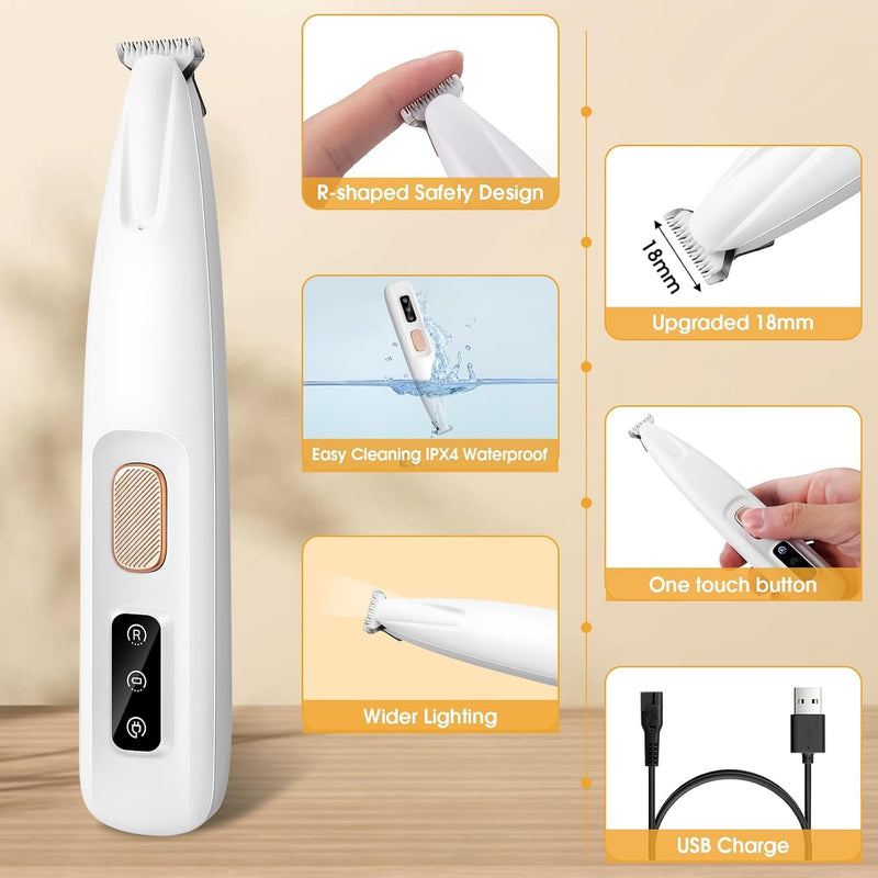 Saffory Paw Trimmer,Saffory Dog Trimmer,Electric Dog Trimmer,Rechargeable Low Noise Pet Trimmer Hair Clipper with LED Light,Saffory Dog Paw Trimmer Waterproof for Dogs Cats Hair Trimming(1 Set) 1pc - PawsPlanet Australia