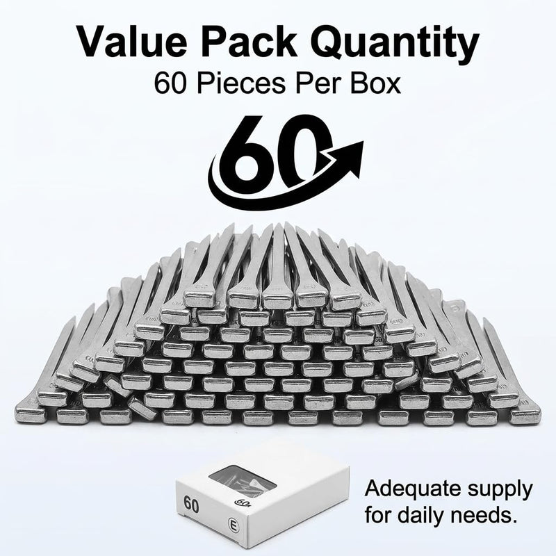 E6 Horseshoe Nails, 60 Pcs - 2.1 Inch Galvanized & Polished Steel Farrier Nails, Sharp Bevel Tip for Precision Driving, Resists Bending, Firm Hold, for Secure Shoeing
