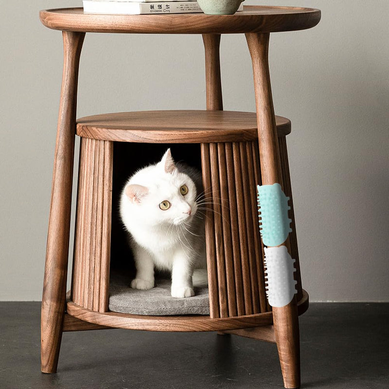 Pet Tickling Artifact, 2pcs Soft Face Scratchers Brush for Cats - Wall Corner Massage Comb for Long & Short Fur Kitten/Puppy (White, Green, size:6.5x4.13inch) - PawsPlanet Australia