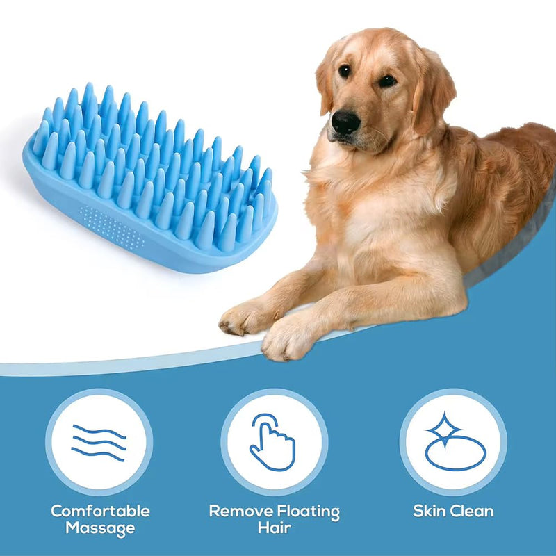 Dog Bath Brush, Pet Silicone Shampoo Brush, Rubber Shower Wash Curry Brush, Soft Shedding Bathing Brush Removes Loose & Shed Fur, for Short Long Haired Dogs Cats Massage Comb - PawsPlanet Australia