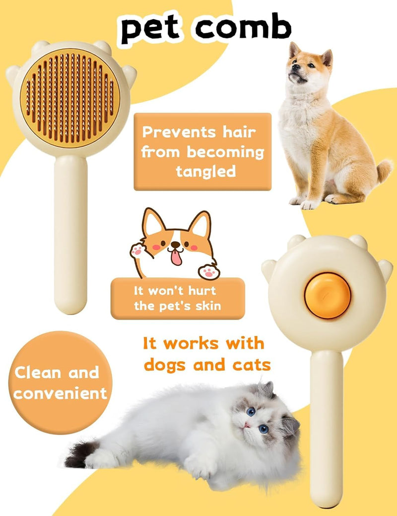 Pet Grooming Brush - Cat & Dog Fur Remover, Massage Brush for Long & Short Hair Pets, Removes Loose Fur & Hair (Green) Green - PawsPlanet Australia