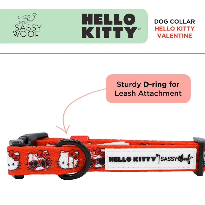 Sassy Woof Dog Collar Hello Kitty® Red Classic - S, Adjustable, Durable, Comfortable, Patented Design and Stylish Pet Accessories for Small Dogs - PawsPlanet Australia