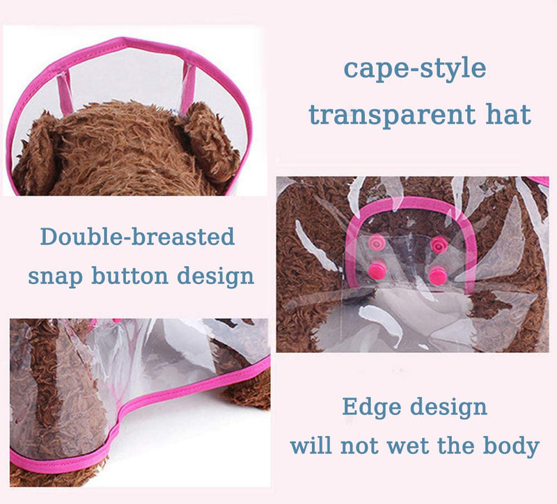 Pet Raincoat,Small Dog Waterproof Puppy Raincoat Coat Transparent Pet Dog Rainwear Clothes for Small Dogs Cats (L, Pink) L-Back 11.8'' For <10lb dogs - PawsPlanet Australia