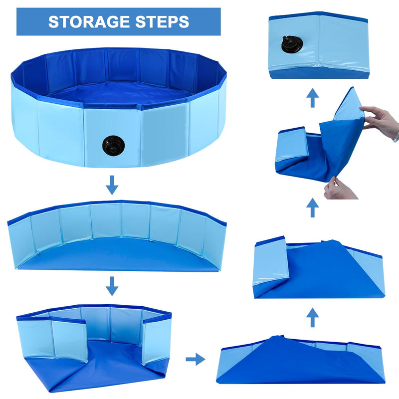 32 x 8 Inch Foldable Dog Pool, Pet Swimming Pool, Portable Dog Pool, PVC Collapsible Pet Pool for Indoor and Outdoor Cat and Dog Shower Bathtub (Blue, 32 x 8in) Blue, 32×8in - PawsPlanet Australia