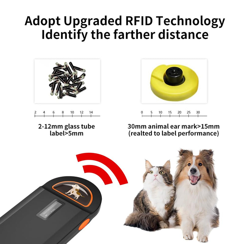 Pet Microchip Scanner, RFID Dog and Cat Microchip Reader, Supports EMID, FDX-B（ISO11784/11785）Microchips, for Animal Management No-bluethooth - PawsPlanet Australia
