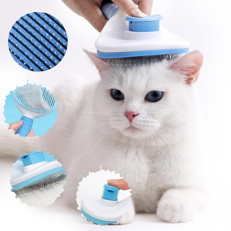 Cat Brush Self Cleaning, Ergonomic Handle,Slicker Cat Brush with Release Button,Tool Suitable for Cats And Dogs Pet Hair Cleaner, Easy to Remove Loose Undercoat ﻿ ﻿ - PawsPlanet Australia
