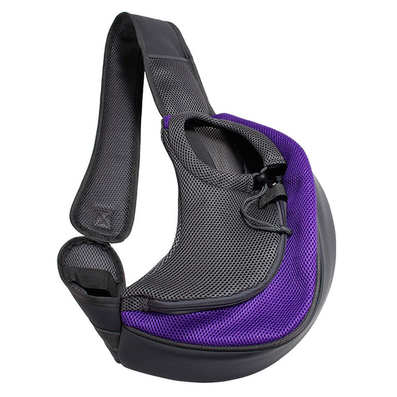 Pet Dog Sling Carrier, Breathable Mesh Portable Travel Safe Pet Sling Shoulder Bag Carrier with Adjustable Non-Slip Shoulder Strap for Small Dogs Cats Puppy Large Purple - PawsPlanet Australia