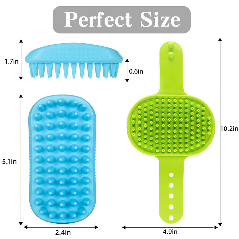 2PCS Dog Bath Brush | Dog Scrubber for Bath | Dog Shampoo Brush | Dog Washing Brush | Dog Shower Brush with Adjustable Handle,Suitable for Pets Deshedding, Washing, Massaging & Grooming (Green Blue) Green Blue - PawsPlanet Australia