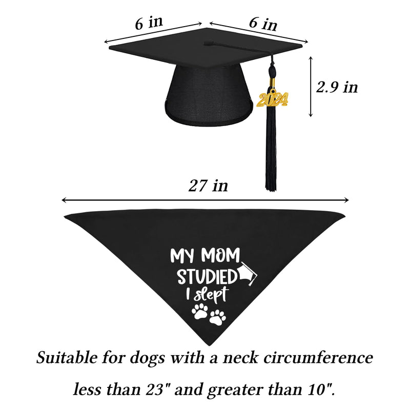 STMK Dog Graduation Cap Bandana, Graduation Dog Cap with 2024 Tassels Dog Graduation Outfits Gifts Graduation Bandana for Small Medium Large Dogs (Black, Cap & My Mom Studied I Slept Bandana) - PawsPlanet Australia