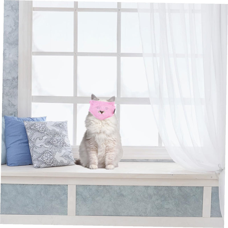 Toyvian cat muzzle made of polyester with practical leg protection, breathable, pink color, user-friendly for cats for grooming and bathing at home