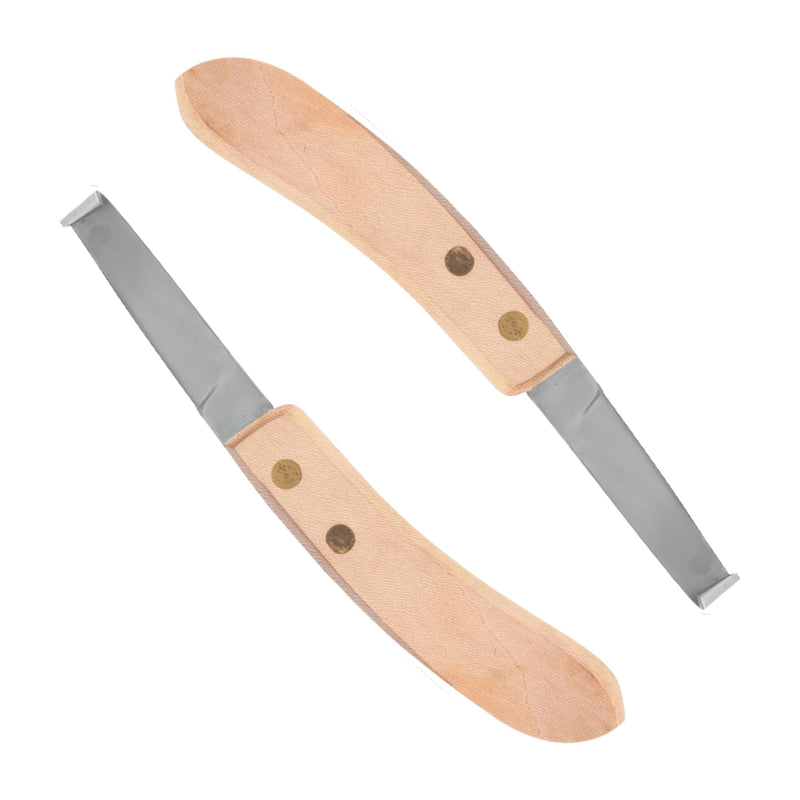 Hoof Knife Single Sided Edge Wide Blade – Stainless Steel Curved Blade Farrier Tool with Fine Wooden Grip, Multipurpose Hoof Trimming Knife for Livestock, 3-Inch Blade, 8.5-Inch Overall Narrow-Blade - RH