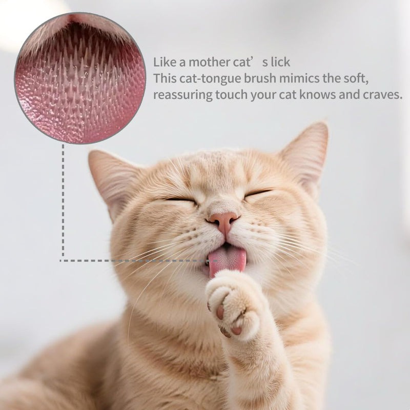 Soft Cat Brush, Double-Sided Cat Tongue Brushes with 1000+ Gentle Serrations, Mimicking Maternal Lick & Soothing Massage for Sensitive Cats, 2-in-1 Grooming Brush to Remove Loose Fur & Calm Stress - PawsPlanet Australia