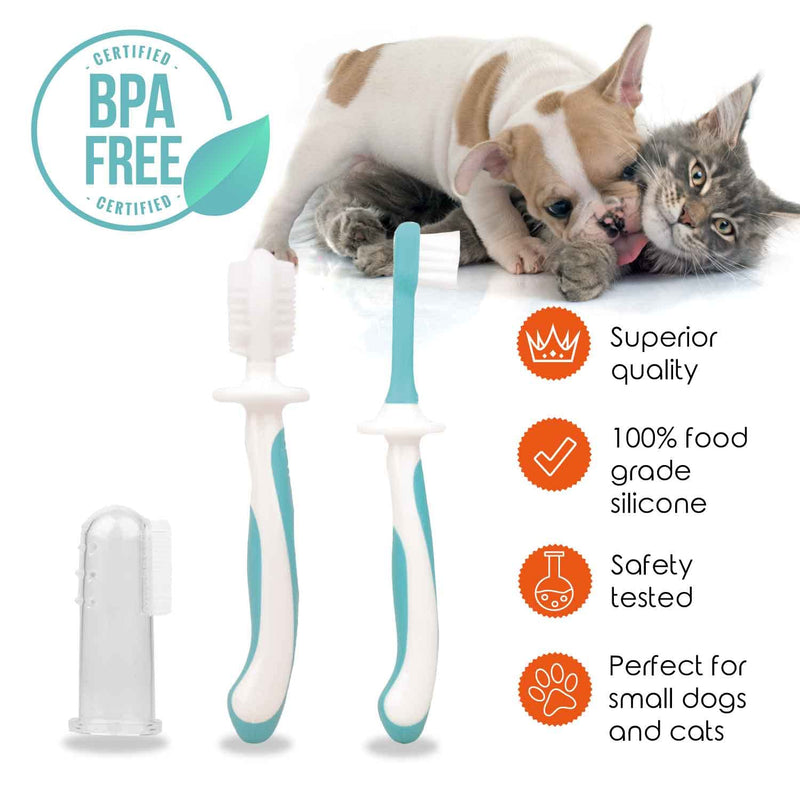 Cherish Pet Care Dog Tooth Brushing Kit (3pcs) - Dog Finger Toothbrush, Double-Sided Toothbrush, Small Dog Toothbrush, Dog Teeth Cleaning, Puppy Tooth Brushing Kit, Small Dog Tooth Brushing Kit - PawsPlanet Australia
