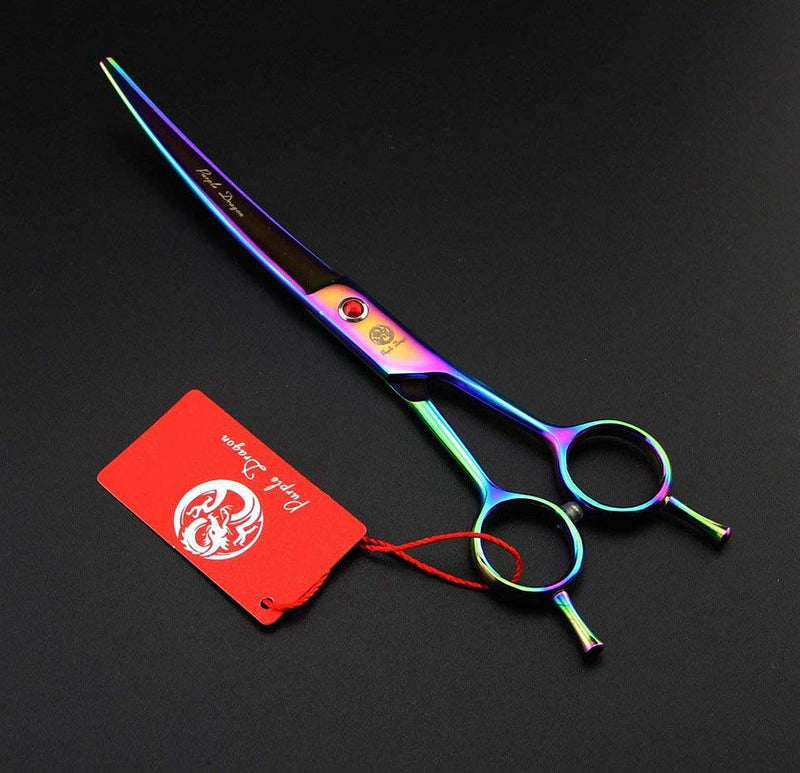 Purple Dragon 7.0 inch Rhinestone Decoration 3PCS Pet Grooming Scissors Dog Hair Cutting & Thinning Shears Set Rainbow - PawsPlanet Australia