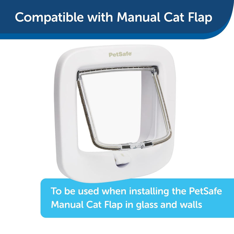 PetSafe Installation Adapter, Mounting Adapter for Installation of PetSafe Microchip Cat Flap and Manual Cat Flap, for Glass, Walls and Metal Doors, White (Pack of 2) 2 Piece Set (Pack of 2) - PawsPlanet Australia