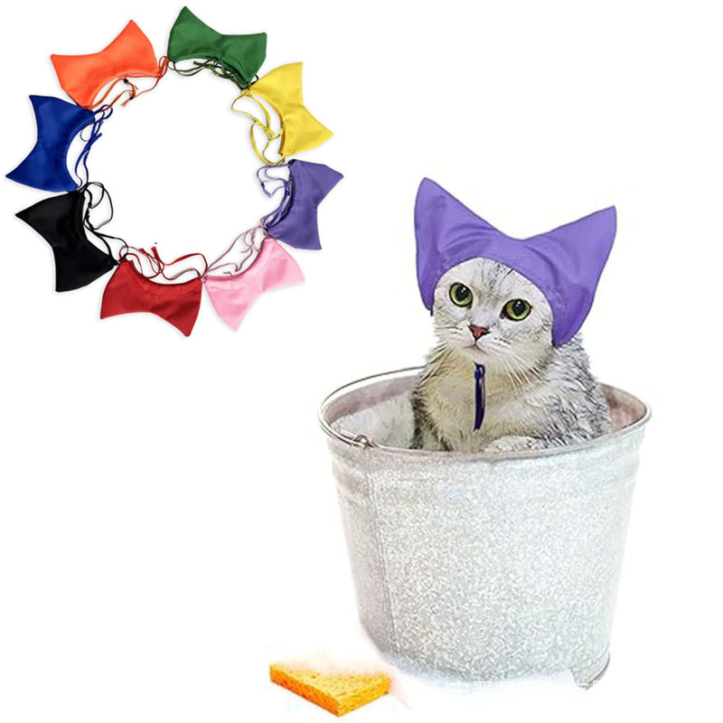 Pet bathtub, waterproof shower cap for calming, grooming, bathing, blow-drying and drying, ear protectors,