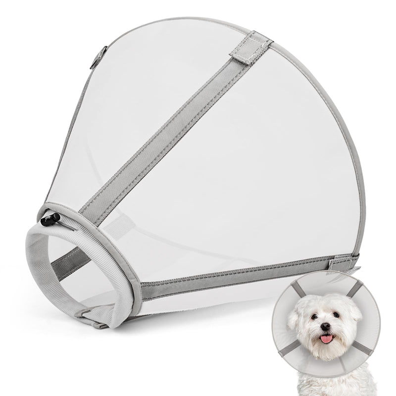 Breathable Mesh Dog Cone Collar for Surgery, Soft Elizabethan Recovery Alternative to Stop Licking,Pet Neck Collar for Large Medium Small Breeds(Grey,5)