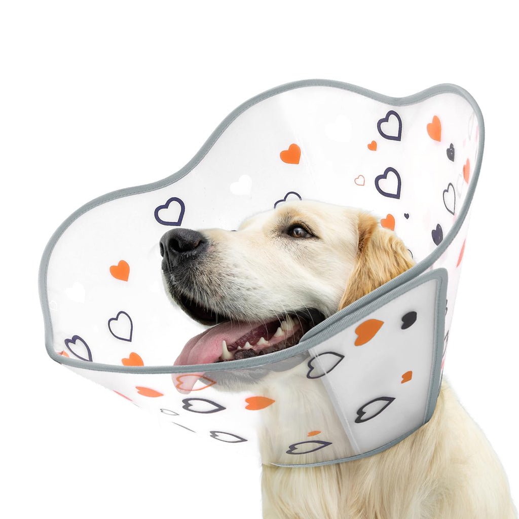 Supet Dog Cone for Dogs After Surgery, Comfortable Dog Cones for Large Dogs to Stop Licking, Soft Dog Cone Collar with Protect Neck Fabric, Protective Elizabethan Collar for Medium Small Dogs Love L L (Neck:14.5-18.0 in)