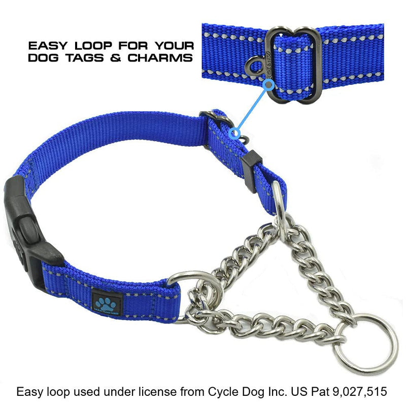 Max and Neo Stainless Steel Chain Martingale Collar - We Donate to a Dog Rescue for Every Collar Sold (X-Small, Teal) X-Small - PawsPlanet Australia