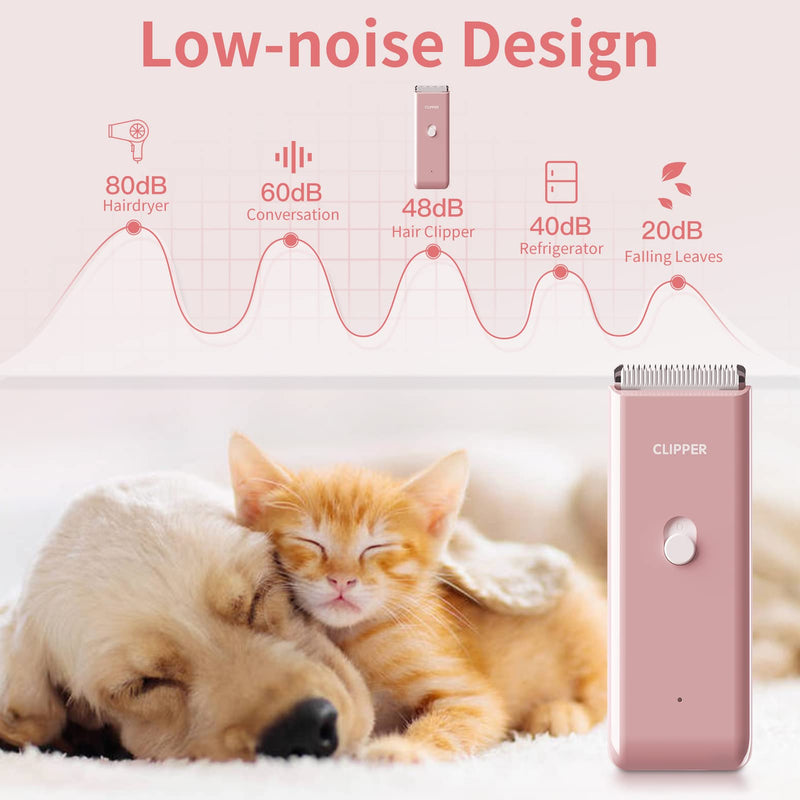 Dog Grooming Kit Electric Pet Paw Trimmer Low Noise Cordless Dog Clippers for Home Cat Hair Grooming,Waterproof Pet Grooming Tools with 9-Pieces (Pink) Pink Set