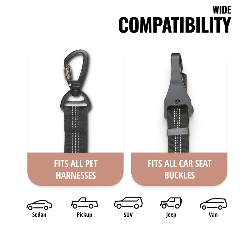 Owleys Dog Seat Belt for Car - Dog Seatbelt Harness for Car - Safety Car Leash for Dogs - Adjustable Dog Car Belt for Small Large & Medium Pets Black Black Seat Belt - PawsPlanet Australia