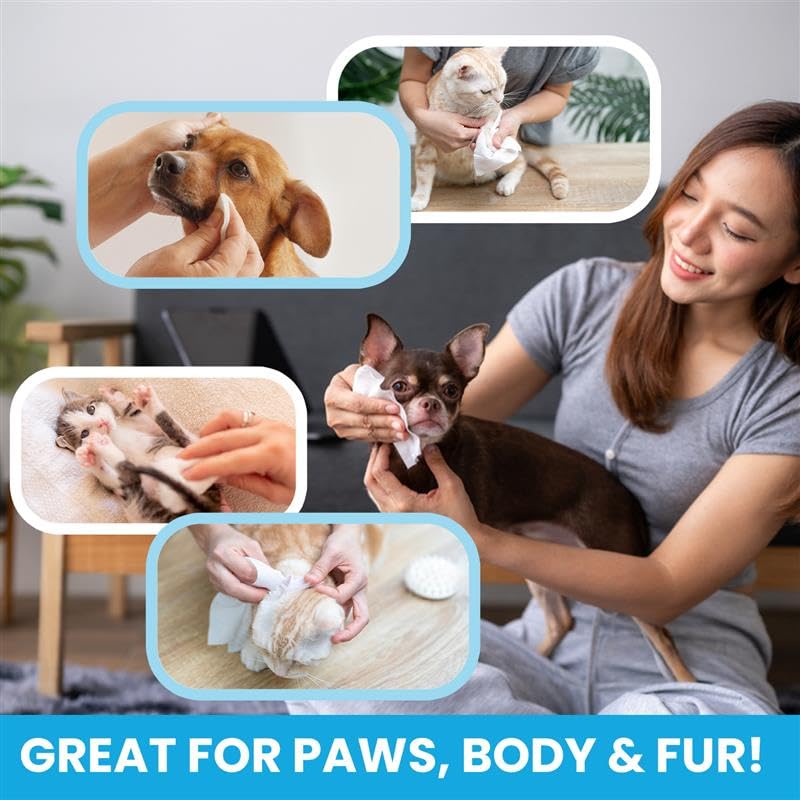 FPN Pet Cleaning Wipes – Unscented Bamboo Grooming Wipes for Dogs & Cats – No Alcohol or No Harsh Chemicals – Soft – 7x8 in (4 CT) 4 CT - PawsPlanet Australia