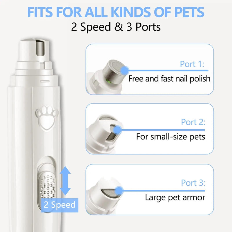 Dog Nail File, Dog Nail File, Electric Nail Clipper, Painless Nail Clipper for Small Medium and Large Dogs and Cats, 2 Speeds