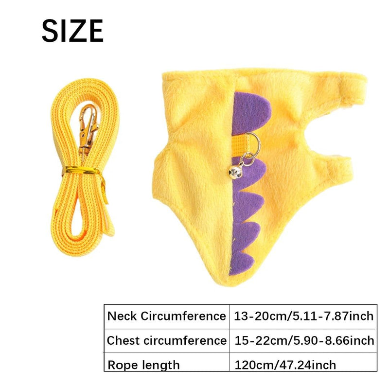 Yellow Dinosaur Hedgehog Leash and Harness Ferret Harness and Leash Set Hedgehog Accessories Adjustable Hamster Clothes Guinea Pig Outfits for Training Playing - PawsPlanet Australia