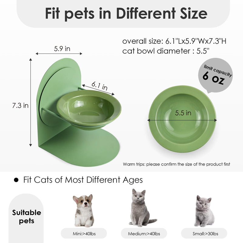 2-Pack Adjustable Cat Bowls with Magnetic Iron Stand & Ceramic Bowls – Dual Height & Angle Adjustable, Non-Slip Design for Comfortable Feeding 2PCS-Green