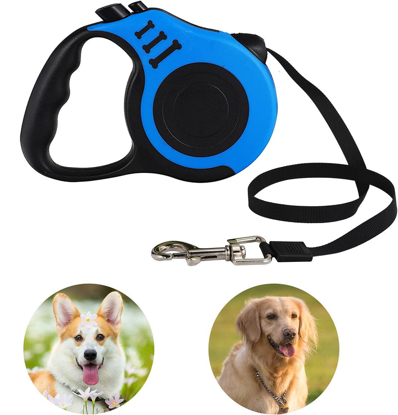 Retractable Dog Leash,Heavy Duty Dog Leash Retractable,Dog Walking Leash for Small Dog or Cat up to 26 lbs,360° Tangle-Free Strong Nylon Tape,Anti-Slip Handle,with Waste Bag Dispenser(16FT Blue) 16FT - PawsPlanet Australia