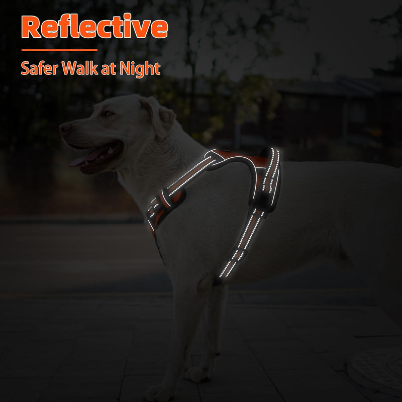 PUPTECK No Pull Dog Harness Small Sized, Adjustable Reflective Dog Harness with Handle Easy Control, Comfortable Soft Padded Pet Vest Harness for Small Dogs, Orange S - PawsPlanet Australia