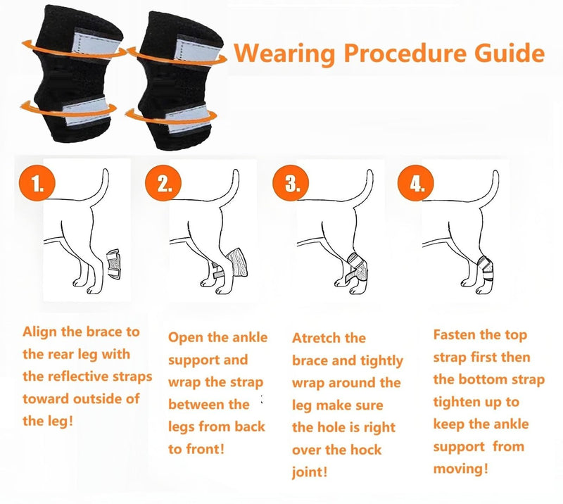 1 Pair Dog Hock Brace Canine Rear Leg Ankle Support with Safety Reflective Straps for Hind Leg Wounds Heal and Injuries and Sprains from Arthritis (XS) XS