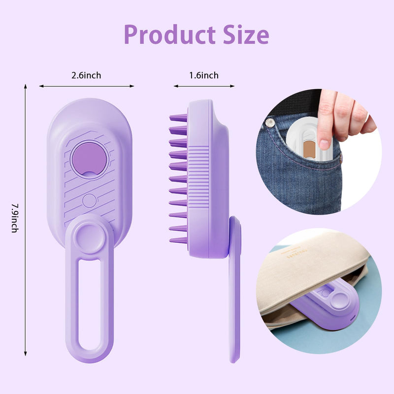 ZTJ Steam Brush for Dogs and Cats – 3-in-1 Pet Grooming Tool for Cleaning, Detangling, Massaging – Nano Steam, Hair Catcher, 360° Handle (White) White - PawsPlanet Australia