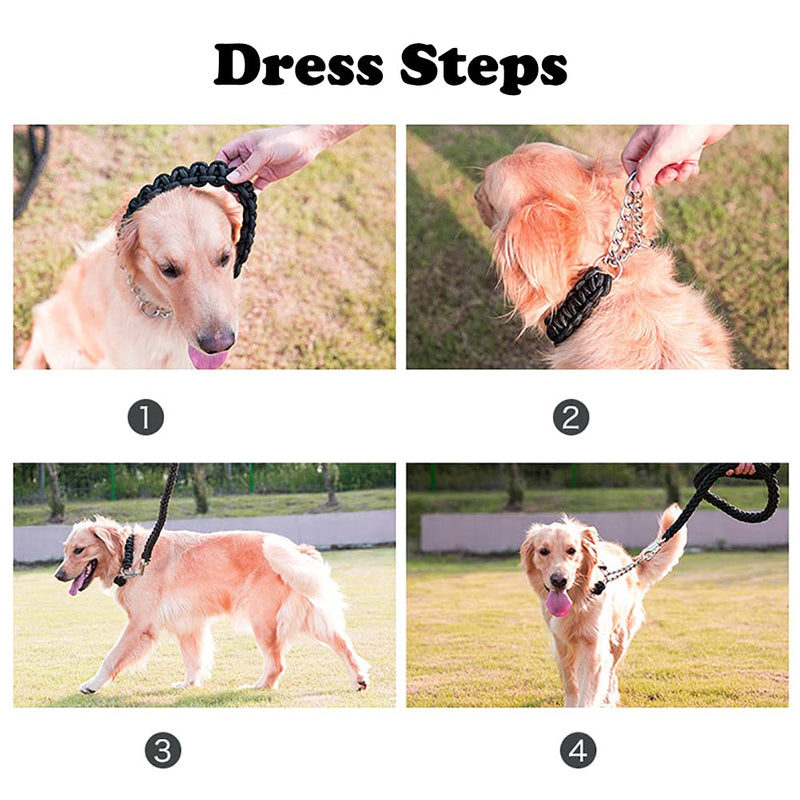 Love Dream Dog Collar and Leash Set, Heavy Duty Nylon Braided Rope Strong 4 FT Dog Leash and Martingale Training Collar for Small Medium Large Dogs Training and Walking (Green) Medium (Thick 1.5cm) Green - PawsPlanet Australia