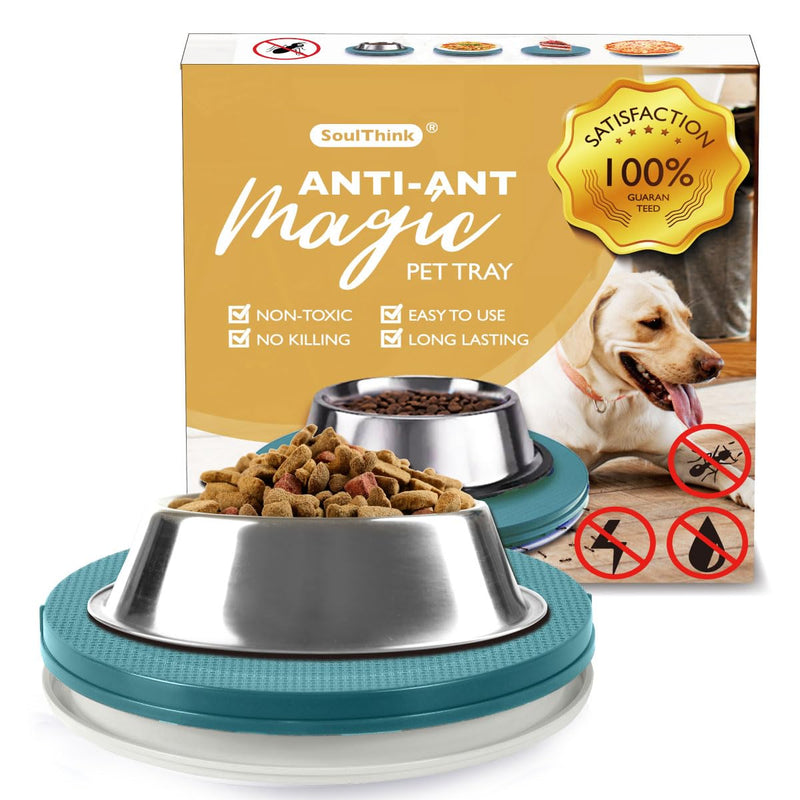 Ant Proof Cat Dog Bowl Tray - 2024 New Innovation Anti Ant Pet Food Dish Indoor No Chemical No Water Needed Different from Traditional Ant Trap (Turquoise Green) Turquoise Green