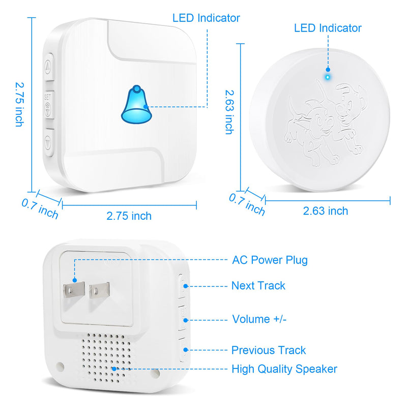 Smart Dog Bell for Potty Training Wireless Doggie Door Bell for Dog Puppy Training Sliding Door/Go Outside Doorbell and Waterproof Touch Button with Tuya 2 push button+ 1 smart receiver - PawsPlanet Australia