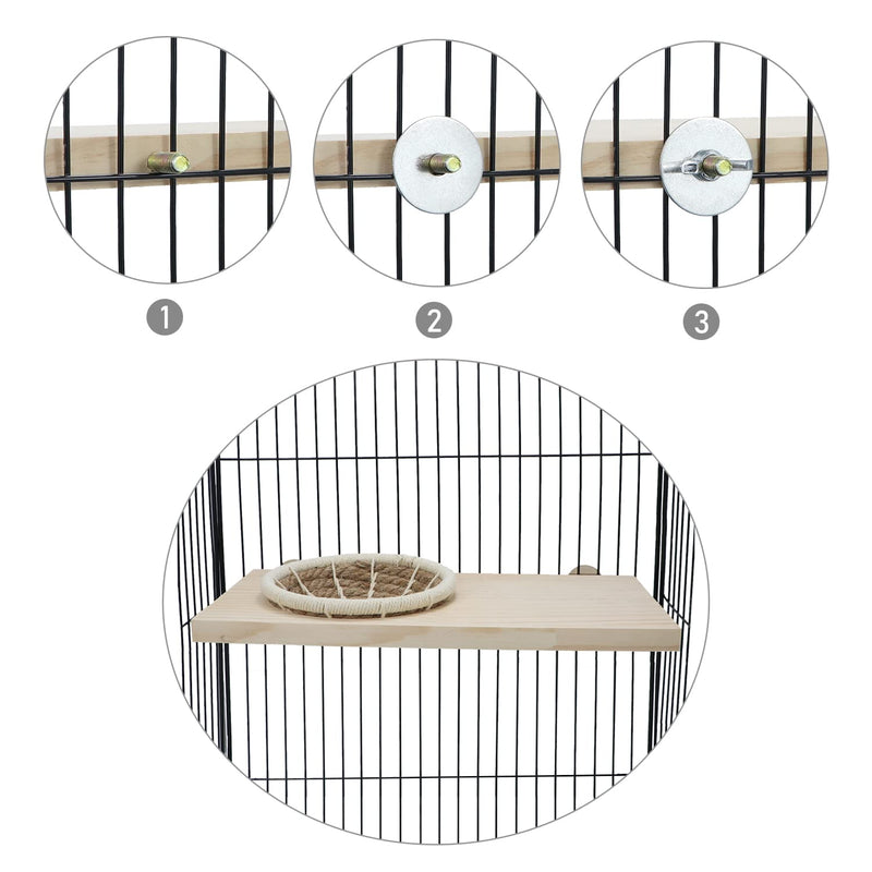 Wontee Bird Perch Stand with Nest Bird Breeding Nest Bed Wooden Platform for Budgies Parakeets Cockatiels Conures (M) M