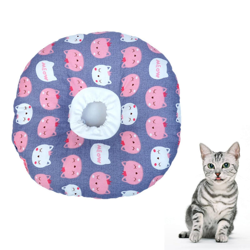 TEHAUX Cat Collar Anti-Lick Neck Collar made of Soft Cotton Sponge Washable and Protective for Cats after Surgery or Injuries Adjustable and Comfortable