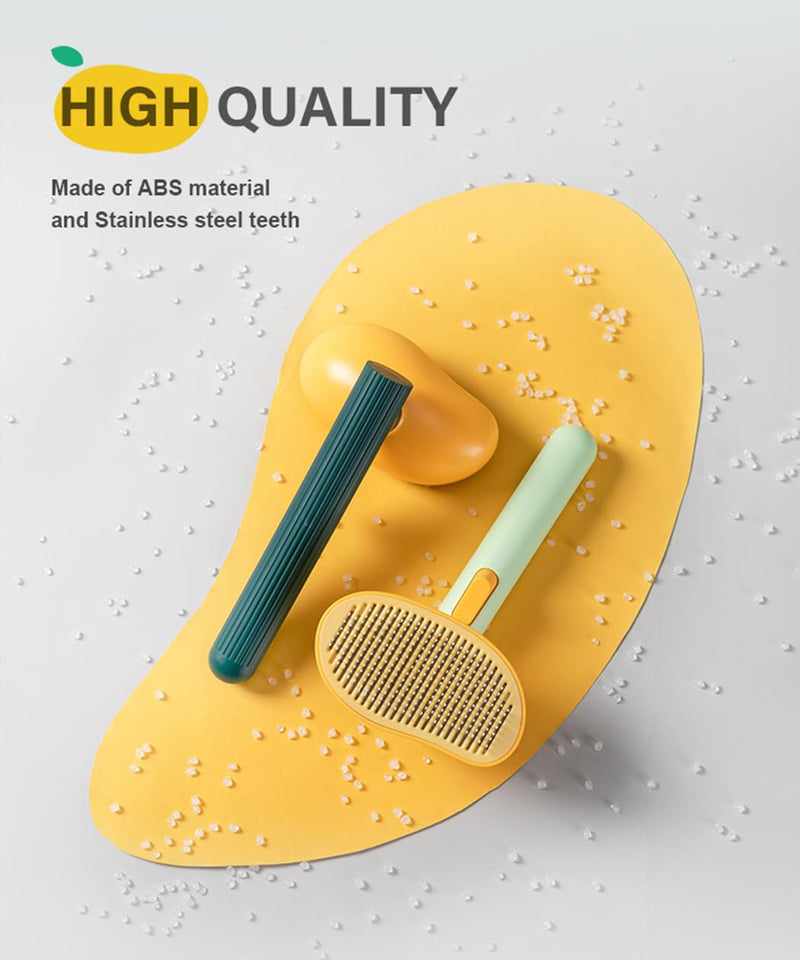 Self-Cleaning Dog & Cat Slicker Brush, Skin Friendly Deshedding Grooming Tool for Long or Short Haired Dogs Cats Rabbits, Dog Shedding Brush with Release Button - Mango Light Mango - PawsPlanet Australia