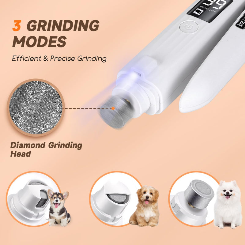 Nobleza 2 in 1 Small Dog Nails Clippers Puppy Nail Grinders, Puppy Claw Clipper Grinder Cutter-Dust-Proof Case, LED Screen, 2 Lights Pet Electric Nail Trimmer File for Small Dogs Rechargeable