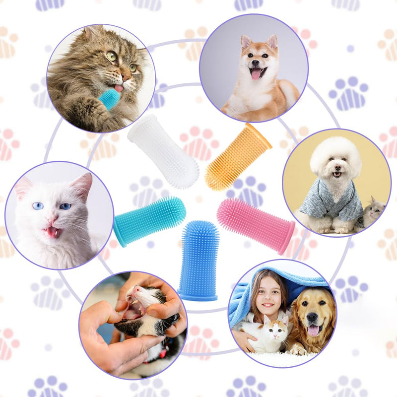 10 Pcs Dog Toothbrush Set Silicone Puppy Tooth Brush Dog Finger Toothbrush Cat Toothbrush Dog Teeth Cleaning Products for Dogs Cats Teeth Cleaning Dental Care(5 Color)