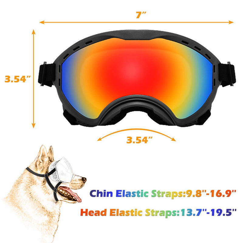 Dog Sunglasses with Adjustable Strap, UV Protection, Winproof Puppy Sunglasses, Suitable for Dogs Eyes Protection,Soft Dogs Goggles Large Black Frame Colored Lenses - PawsPlanet Australia