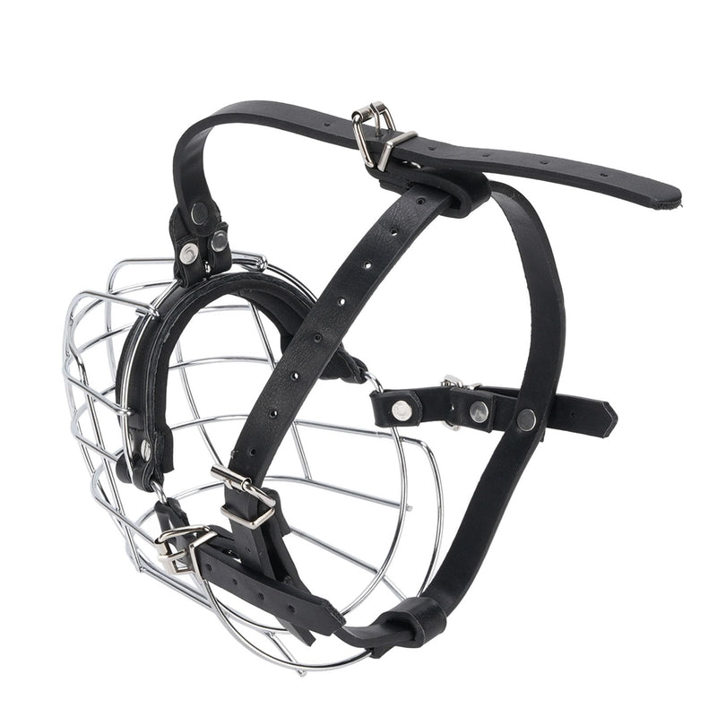 Dog Muzzles to Prevent Biting, Metal Wire Basket Muzzle with PU Leather Straps Breathable Secure Cage, for Medium Large Sized Dogs - PawsPlanet Australia